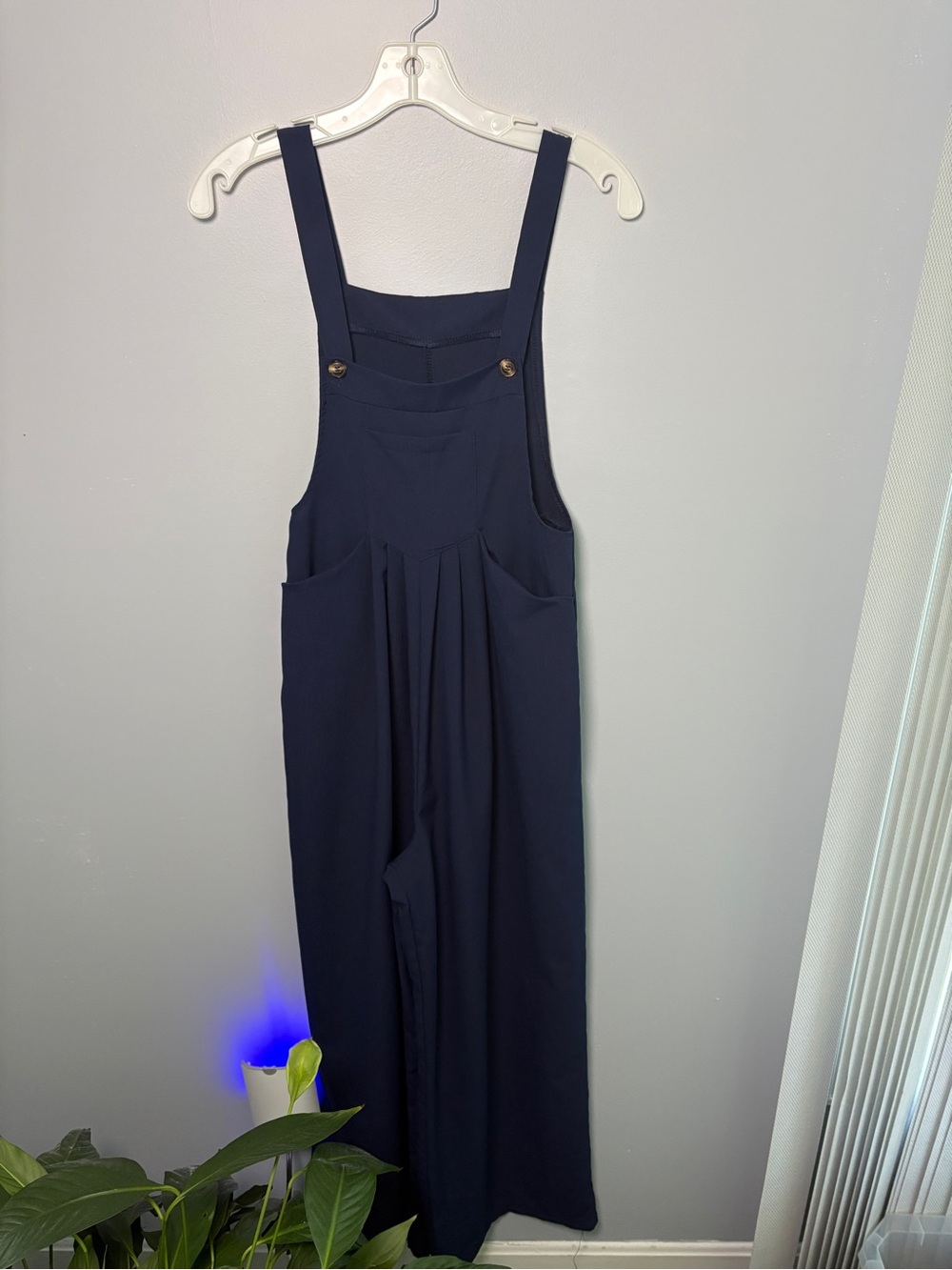 Navy Wide-Leg Overall Jumpsuit